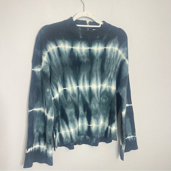 One Teaspoon Black/Blue Tie Dyed Ribbed Long Sleeve Sweatshirt NWOT MEDIUM - Picture 4 of 8